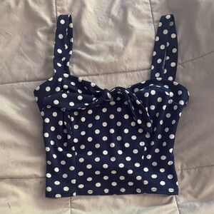 Polka Dot Navy Blue Women's Top